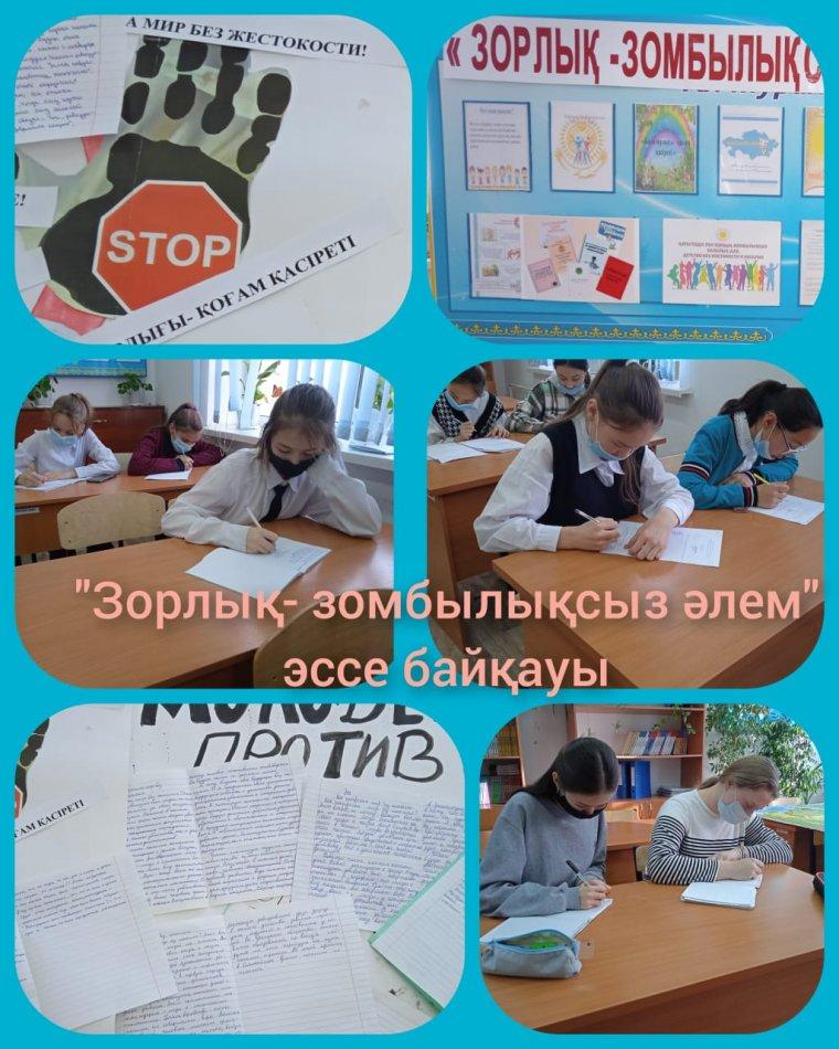 "Зорлық-зомбылықсыз әлем" эссе байқауы