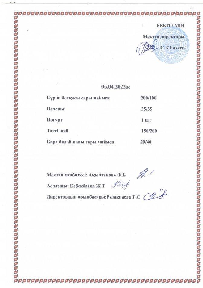 Ас мәзірі 06.04.2022ж