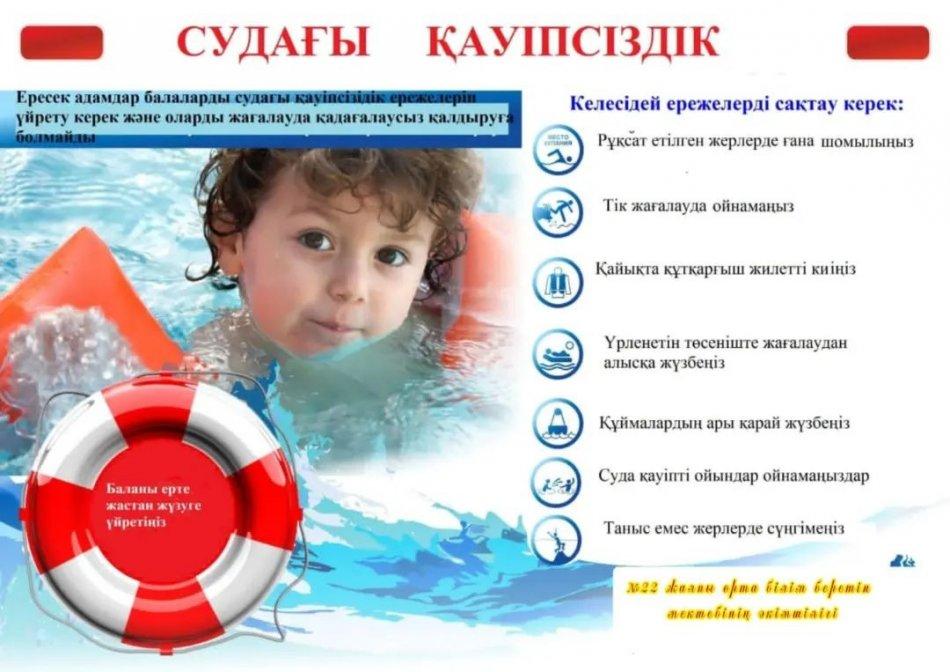 Судағы қауіпсіздік шаралары туралы жаднама! ДҚТЖО: Акшамова А.Т.
