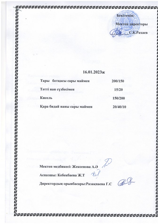 Ас мәзірі 16.01.2023ж