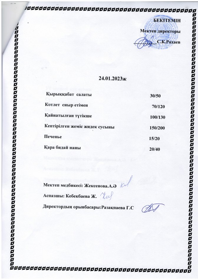 Ас мәзірі. 24.01.2023ж