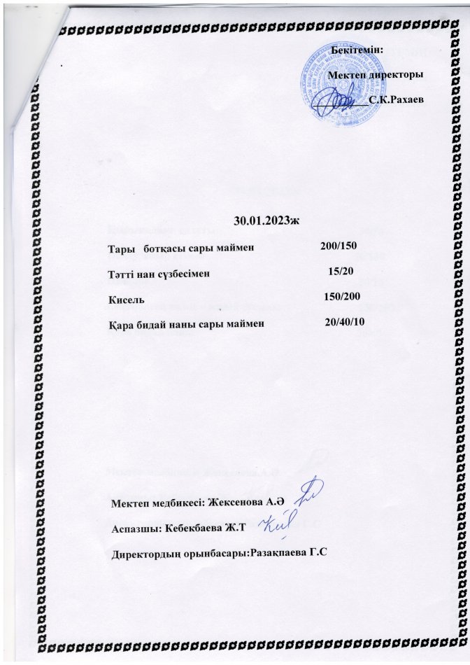 Ас мәзірі. 30.01.2023ж