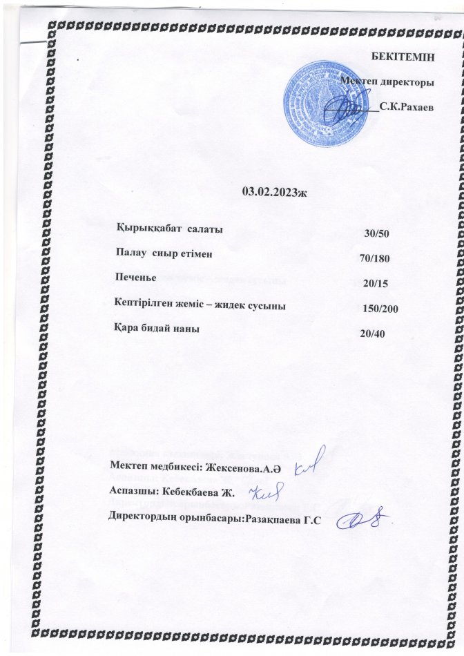 Ас мәзірі 03.02.2023ж