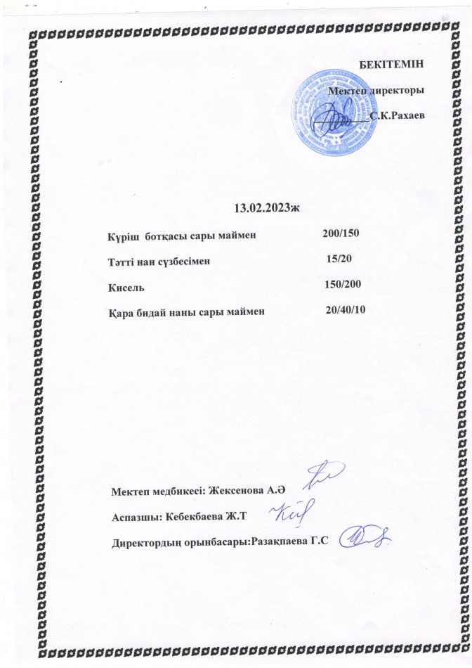Ас мәзірі 13.02.2023ж