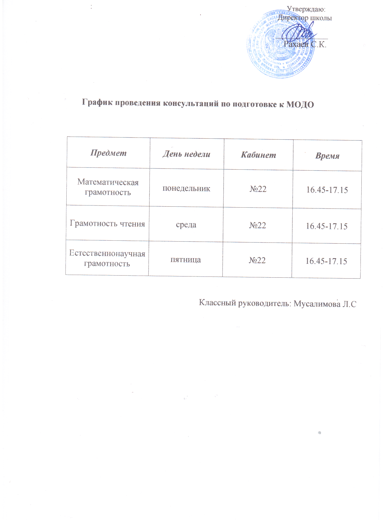 ББЖМ бойынша дайындық кестесі  2023-2024 оқу жылы 4-сынып