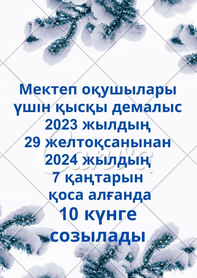 Мектеп оқушылары қысқы демалыста 10 күн демалады