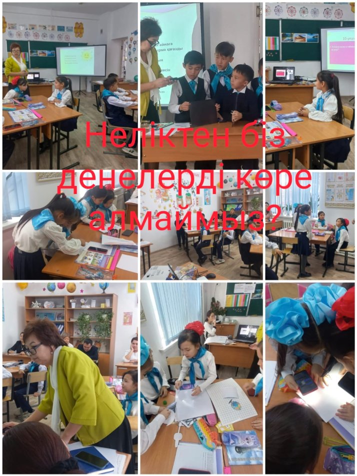 №8 ЖОББМ 4"А" сыныбында Неліктен біз денелерді көре алмаймыз? тақырыбында ашық сабақ