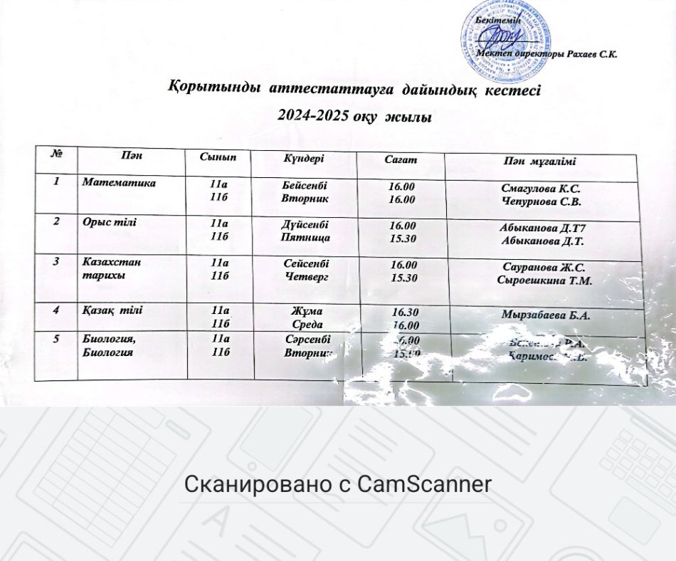 Қорытынды аттестаттауға дайындық кестесі.  11-сынып